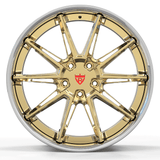 The best custom aftermarket forged wheels for your Corvette C8 Z06, E-Ray- RVRN Custom forged 2-piece chrome and gold rims, 20x10, 21x13 sizes