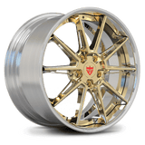 Gold and Chrome Rims for Corvette C8 Z06, E-Ray-RVRN Custom Forged Wheels 2-Piece Series RV-DC26, 20x10, 21x13 sizes