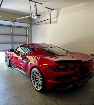 2024 Corvette C8 Z06 front view on RVRN RV-DC29 chrome forged wheels
