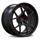 CUSTOM FORGED 2-PIECE WHEELS: RV-DF04 in black finish with red accents, 17"-26" available, dodge dakota r/t wheels, custom 6 lug rims