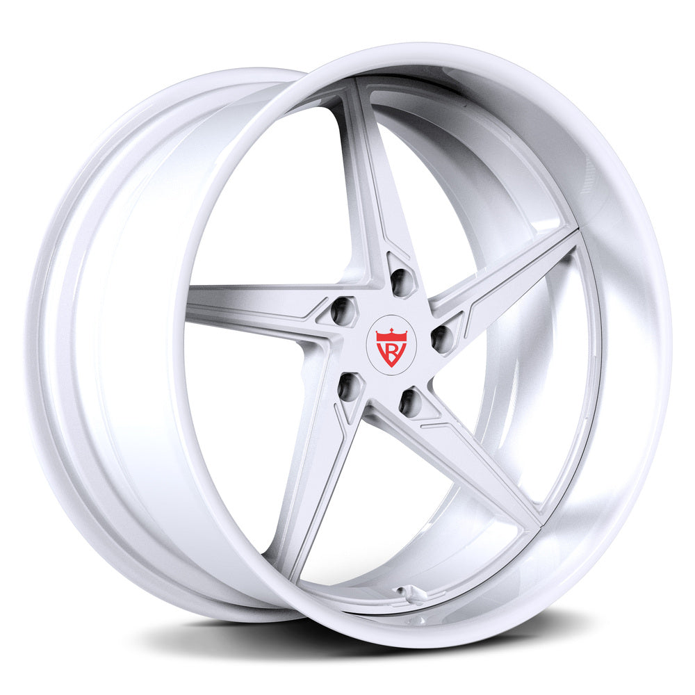 White deep dish forged wheels, specially built for 2014 Porsche Cayman Widebody. 