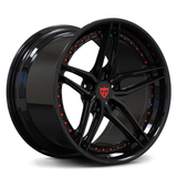 5 star black wheels for Corvette, Porsche-custom forged 2-piece rims series-concave look