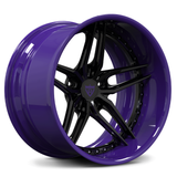 C5 Corvette 18" 5 spoke wheel in purple finish, deep dish rims, custom forged by RVRN Wheels, purple and black wheels