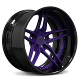 C5 Corvette 18" 5 spoke wheel in purple finish, deep dish rims, custom forged by RVRN Wheels, purple and black wheels