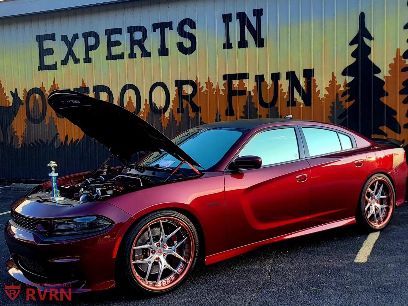 Performance stance 2018 Dodge Charger 392 Daytona with RVRN deep dish forged wheels 22x9.5 front and 22x10 rear
