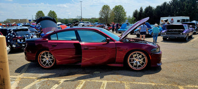 2018 Dodge Charger 392 Daytona on RVRN RV-DR08 forged deep dish wheels, polished rose gold with red details, front 22x9.5