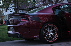 Side profile 2018 Dodge Charger Daytona with RVRN RV-DR08 custom forged deep dish wheels 22-inch staggered setup