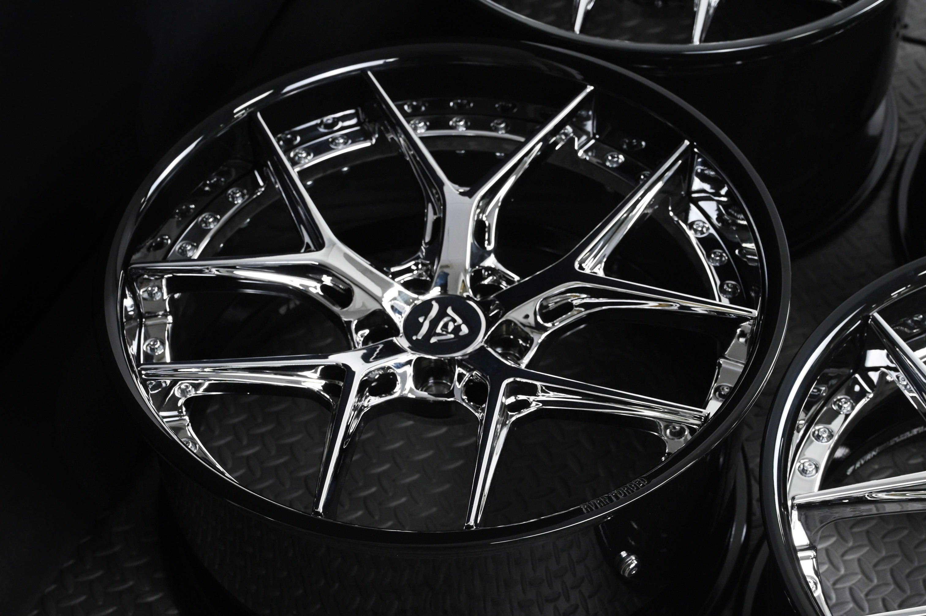 Custom Wheels for Jaguar F-Type: Chrome Black Forged Rims RV-DR08 ...