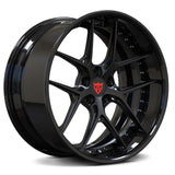 Custom forged deep dish wheel, RV-DR08, black finish, perfect for Corvette C8 and C7 Grand Sport.