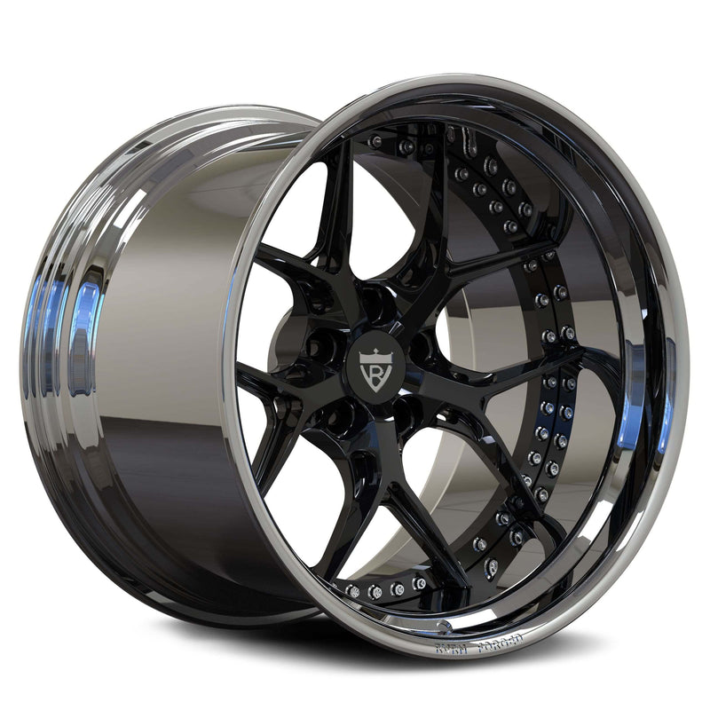 Deep dish custom 19inch staggered wheels for dodge charger and other vehicle build with black and chrome