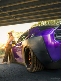 Close-up deep dish copper black RVRN RV-DR08D wheels on 2013 Dodge Challenger SRT8, 20x11 front