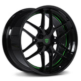 Truck custom forged wheels with 6 lug-fully forged step lip rims-Gloss Black and green-RVRN Custom deep lip 2-piece wheels series RV-DR08D