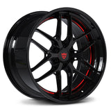 Truck custom forged wheels with 6 lug-fully forged step lip rims-Gloss Black and red-RVRN Custom deep lip 2-piece wheels series