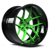 Green and black deep dish custom aftermarket forged wheels for trucks and suvs, RVRN Wheels RV-DR08D Series