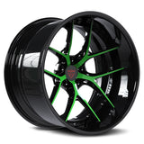 Green and black deep dish custom aftermarket forged 20inch 5 lug wheels for trucks and suvs, RVRN Wheels RV-DR08D Series