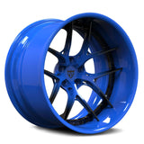 Blue and black custom rims for any vehicle, deep dish custom aftermarket forged wheels- RVRN Wheels RV-DR08D Series