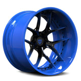 Blue and black custom rims for any vehicle, deep dish custom aftermarket forged wheels- RVRN Wheels RV-DR08D Series