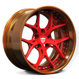 Chevy camaro custom aftermarket wheels-deep concave red and gold custom rims- RVRN Forged RV-DR08D 