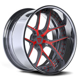 Red and chrome custom forged wheels for any vehicle 2-PIECE SUPER CONCAVE DEEP DISH FORGED WHEEL : RV-DR08D - RVRN WHEELS