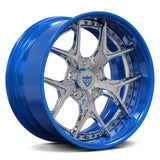 Chevy camaro custom aftermarket wheels-deep concave chrome and blue custom rims- RVRN Forged RV-DR08D 