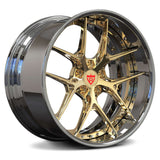 Custom 2-piece forged wheels with deep dish design, featuring a gold finish for a sporty look for Corvette C7 Grand Sport, C8 Z06