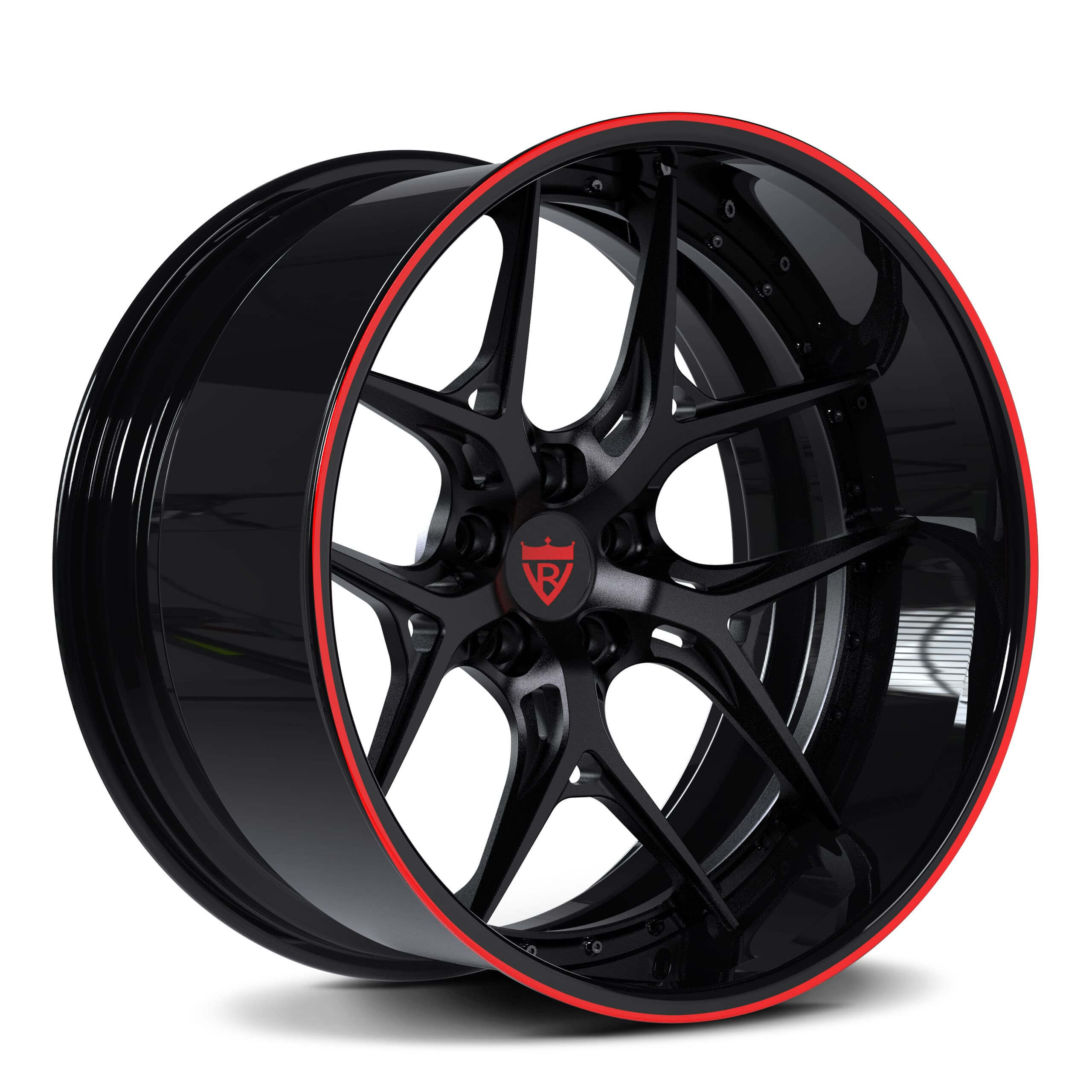 Gloss black and red deep dish custom aftermarket forged wheels&rims for trucks and suvs, RVRN Wheels RV-DR08D Series