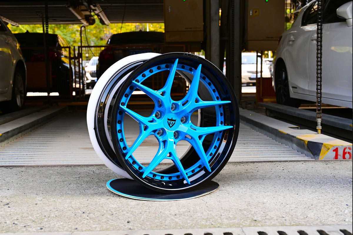 2022 Chevy Camaro Aftermarket Rims-Rapid Blue-RVRN Custom Forged 2-Piece Wheels 