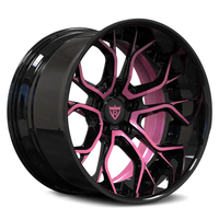 RV-DR16: CUSTOM FORGED 2-PIECE PINK & BLACK DEEP DISH WHEELS