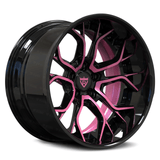 RV-DR16: CUSTOM FORGED 2-PIECE PINK & BLACK DEEP DISH WHEELS