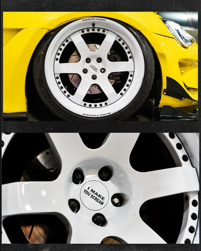 White and black RVRN RV-DS01 forged wheels deep dish design on Scion FRS custom stance