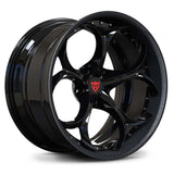 Custom forged 2-piece wheels featuring a sleek black finish, suitable for high-performance vehicles.