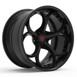 Custom 2-piece forged wheel, black finish, designed for Audi R8 aftermarket applications.
