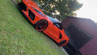 2021 Corvette C8 Stingray Sebring Orange with RVRN RV-DS74 forged wheels front side view