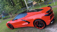 Sebring Orange Corvette C8 on black forged wheels aggressive stance