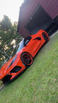 Corvette C8 Stingray custom wheels RVRN DS74 rear quarter angle