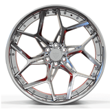 Custom forged 2-piece concave chrome wheel RV-DV03 for trucks, featuring a 6 lug design and 22x12 size.