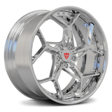 Custom forged 2-piece chrome wheel RV-DV03 with intricate design and polished finish.