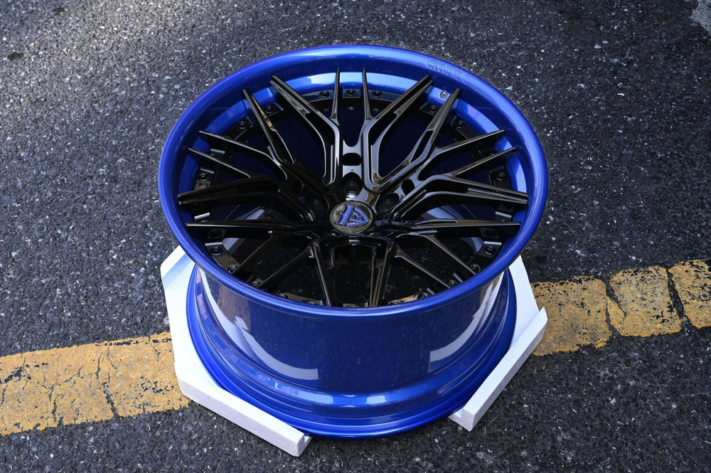 2023 Dodge Charger Hellcat Redeye Custom Aftermarket Super Concave Wheels-Blue and Black rims-RVRN Forged C081 Series