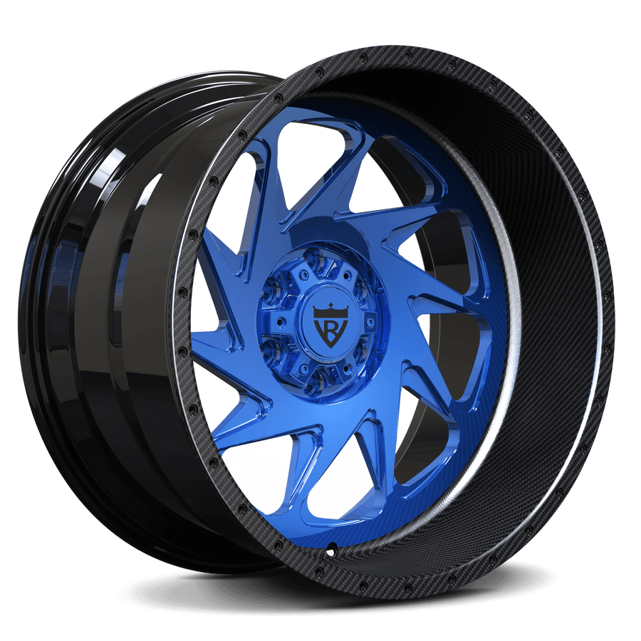 Carbon fiber blue truck deep dish forged wheels-custom aftermarket 22inch rims-rvrn forged