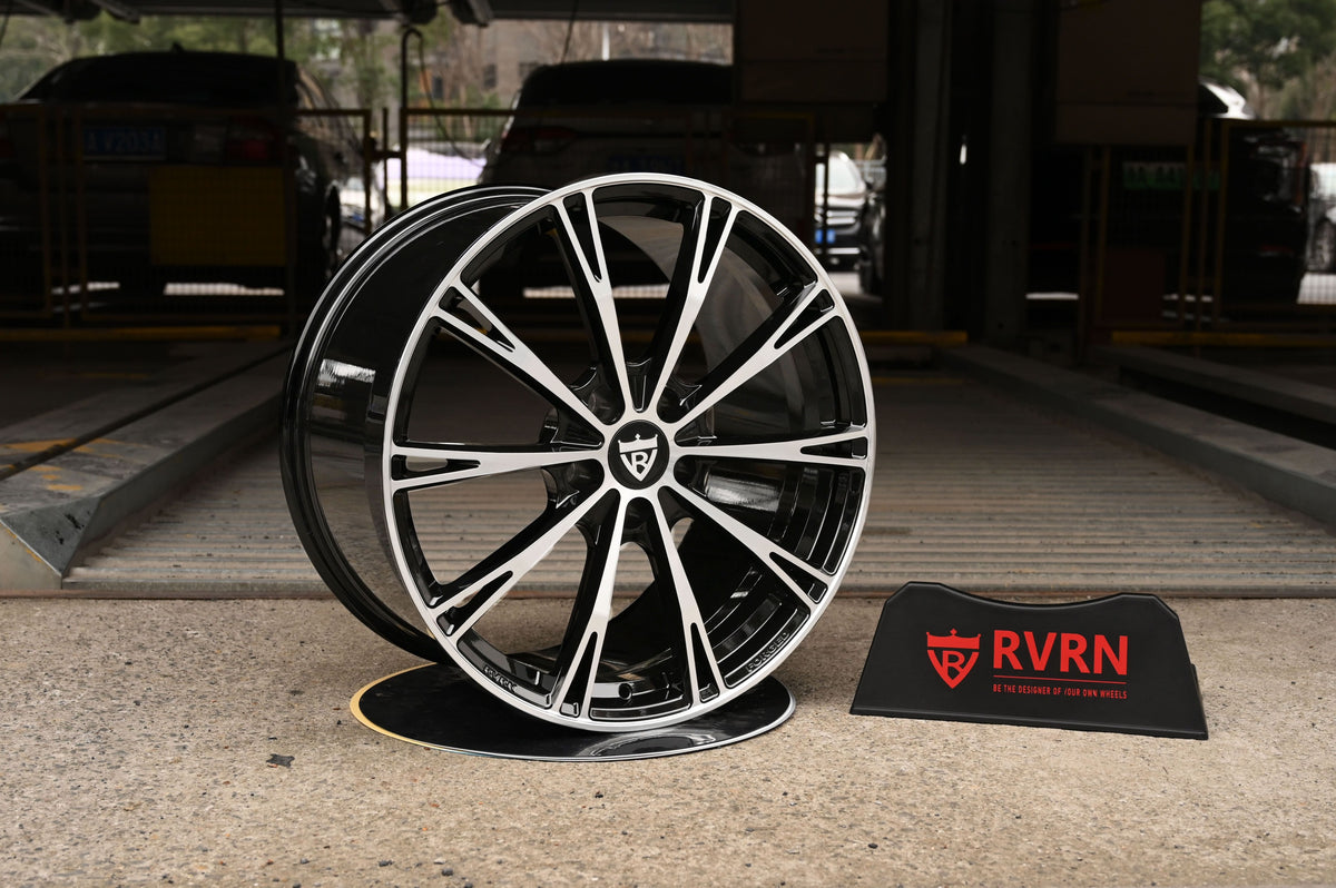 2023 Corvette C8 Z51 Custom Aftermarket Performance Wheels-Black and Silver Monoblock Rims-RVRN Forged-MA61 Series