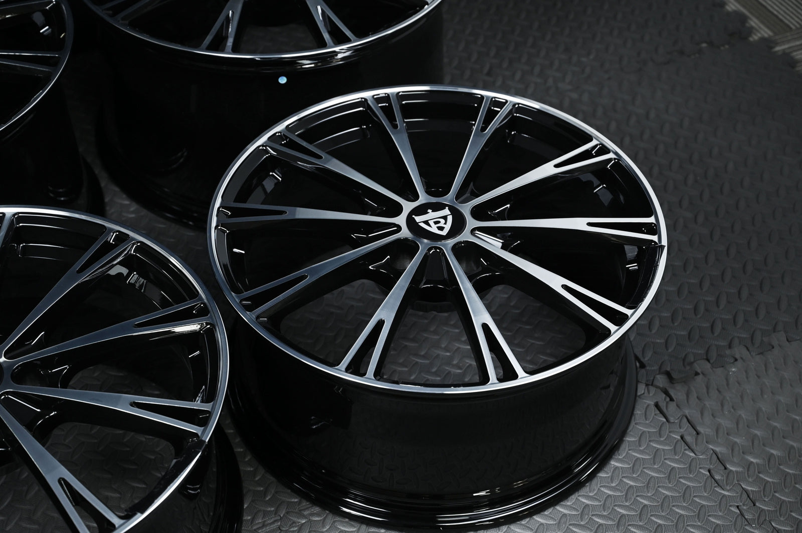 2023 Corvette C8 Z51 Custom Aftermarket Performance Wheels-Black and Silver Monoblock Rims-RVRN Forged-MA61 Series