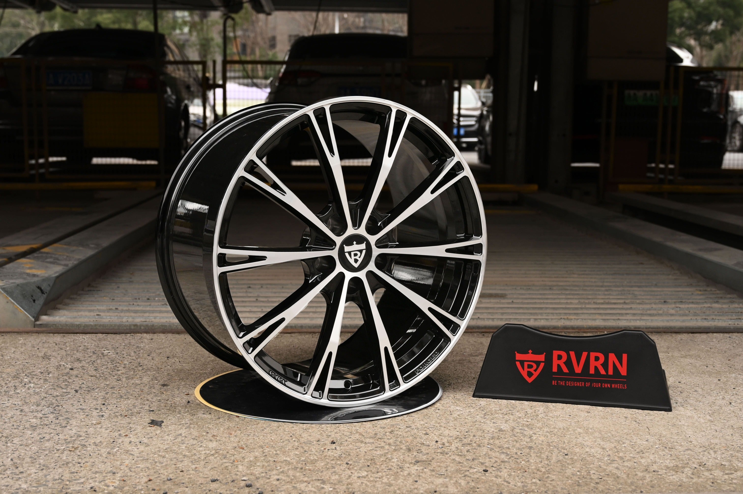 2023 Corvette C8 Z51 Custom Aftermarket Performance Wheels-Black and Silver Monoblock Rims-RVRN Forged-MA61 Series