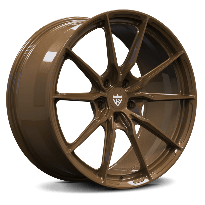Custom Forged Monoblock Wheel RV-MB082 in bronze color machined from aerospace-grade aluminum alloy, featuring a sleek performance design.
