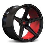 Custom 5 spoke forged wheel RV-MB559 in red and black for Corvette C8 and other vehicles.