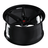 Gloss black concave 5 spoke forged monoblock wheel for 19-inch Charger made from aerospace-grade 6061-T6 aluminum alloy