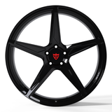 Custom forged monoblock black 5 spoke wheel, gloss black concave style, aerospace-grade 19inch wheel for Charger, OEM TPMS compatible