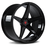 Gloss black 5 spoke custom forged monoblock wheel RV-MC03 for 19-inch Charger, concave design, aerospace-grade aluminum, PCD and bore customizable