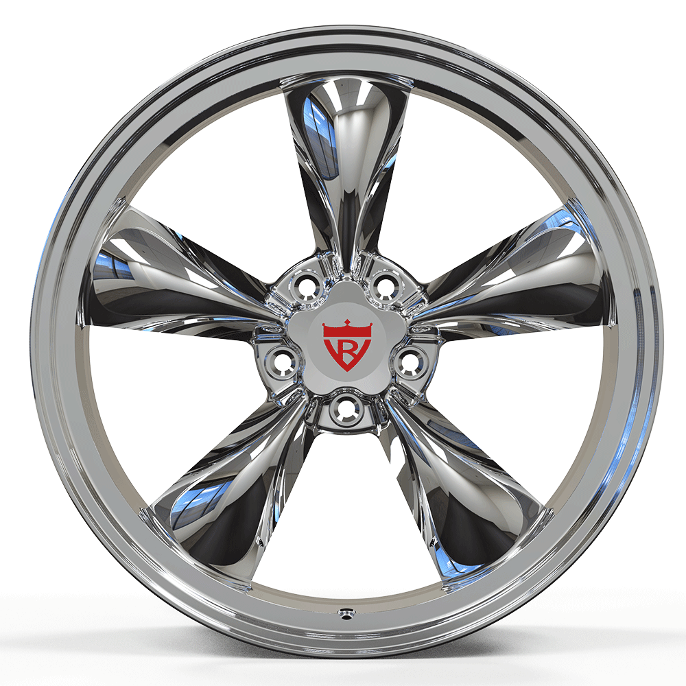 Custom forged monoblock wheel RV-MC09 featuring vintage 5 spoke chrome design, ideal for Corvette C8 enthusiasts.