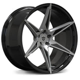 Custom forged aluminum alloy monoblock concave wheel design in black and silver finish, perfect for super concave wheels and Dodge Charger 20inch wheels.