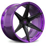 Custom forged monoblock concave black and purple rim for Dodge Charger Hellcat or any cars, 22-inch staggered style.
